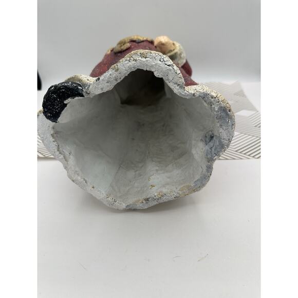 Vtg Santa Claus Antique Crackle Finish Resin Lantern Detailed Huge Glittered 14” - Picture 4 of 6